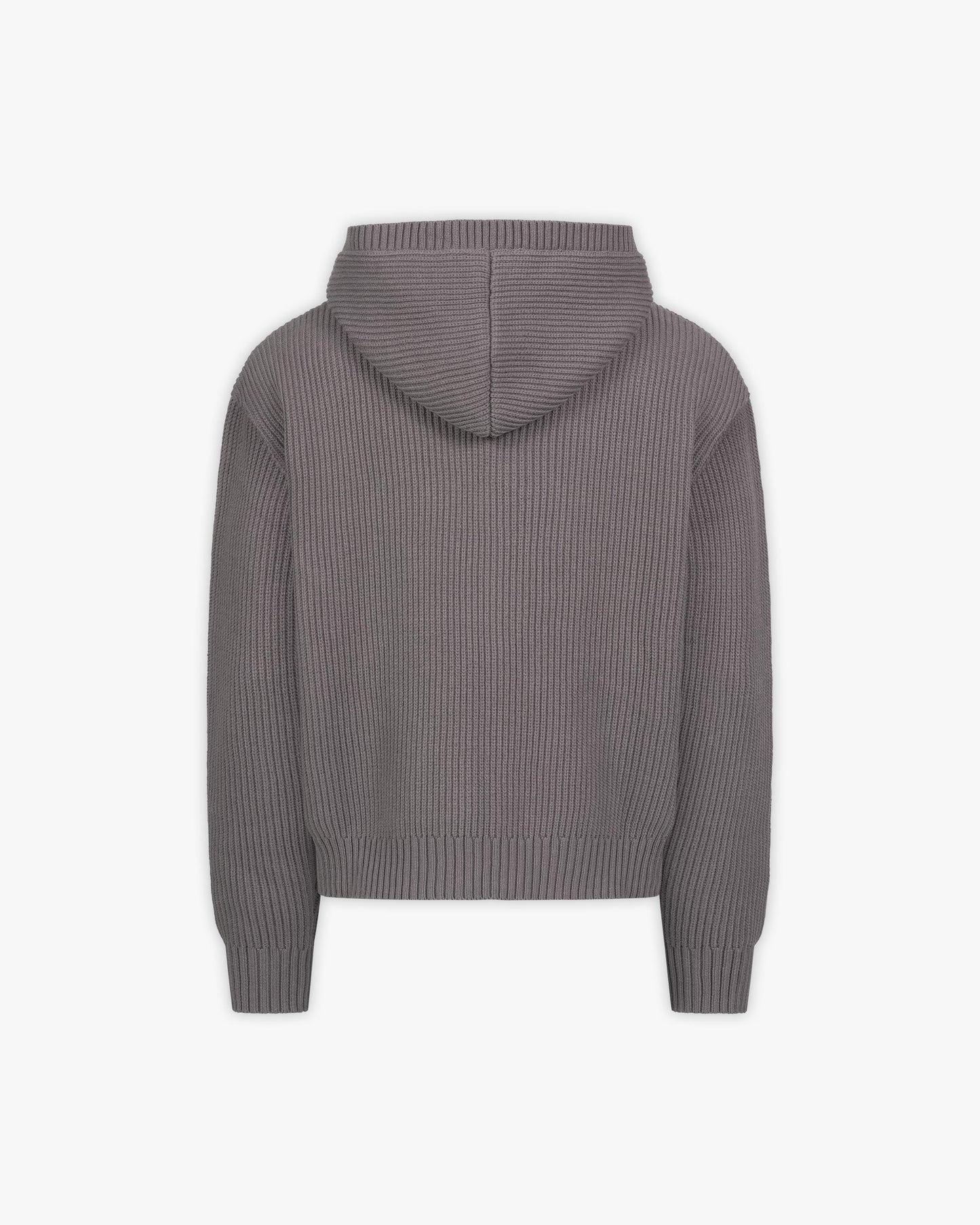 V-LOGO KNIT ZIP HOODIE ASH GREY