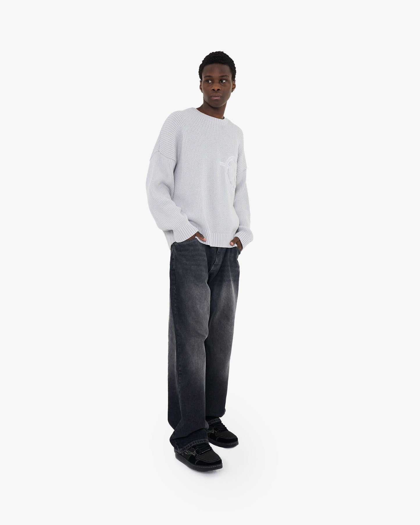 V-LOGO KNITWEAR LIGHT GREY