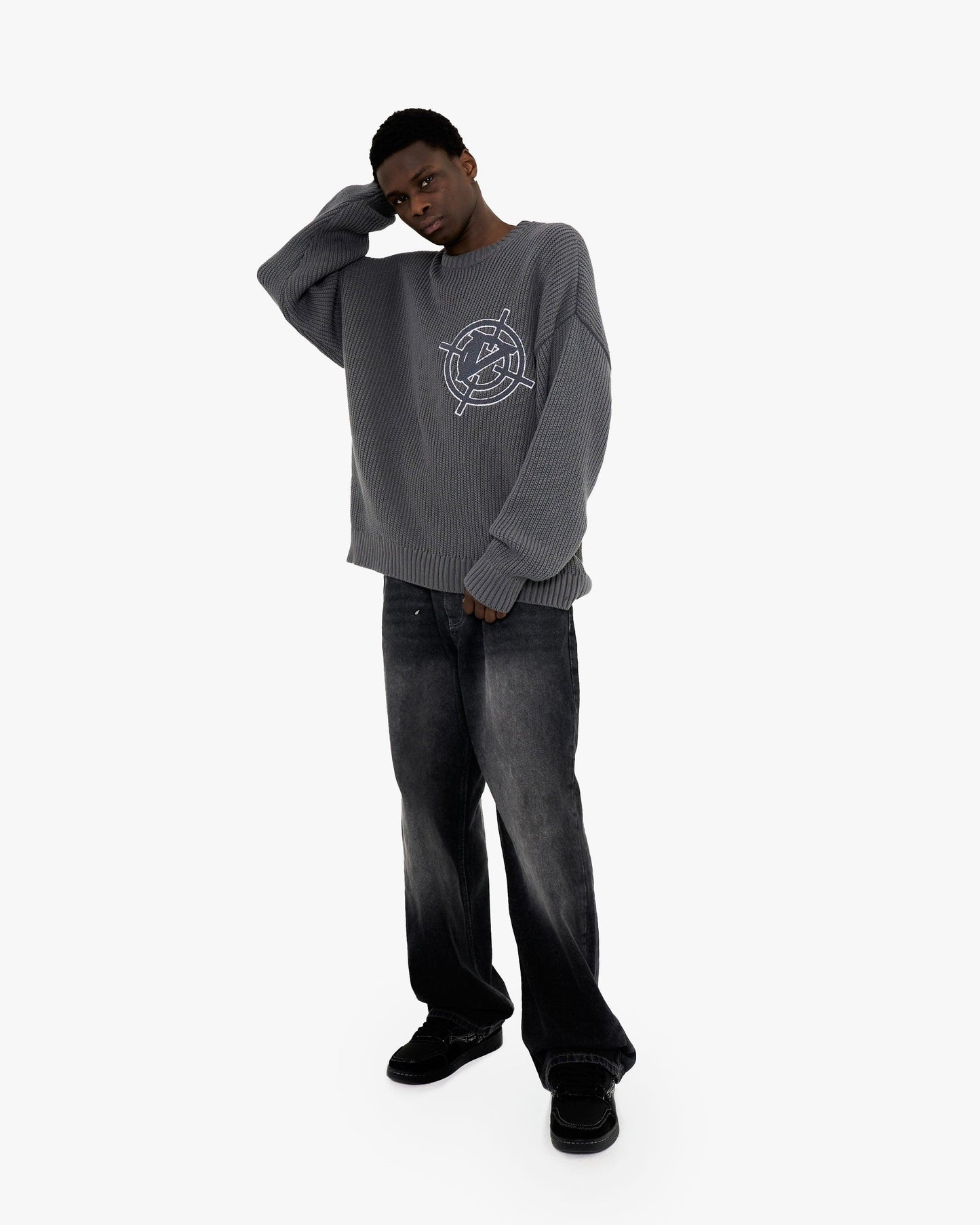 V-LOGO KNITWEAR DARK GREY