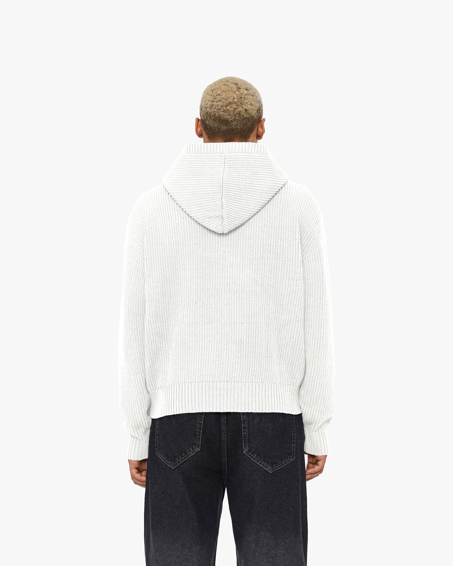 V-LOGO KNIT ZIP HOODIE WHITE