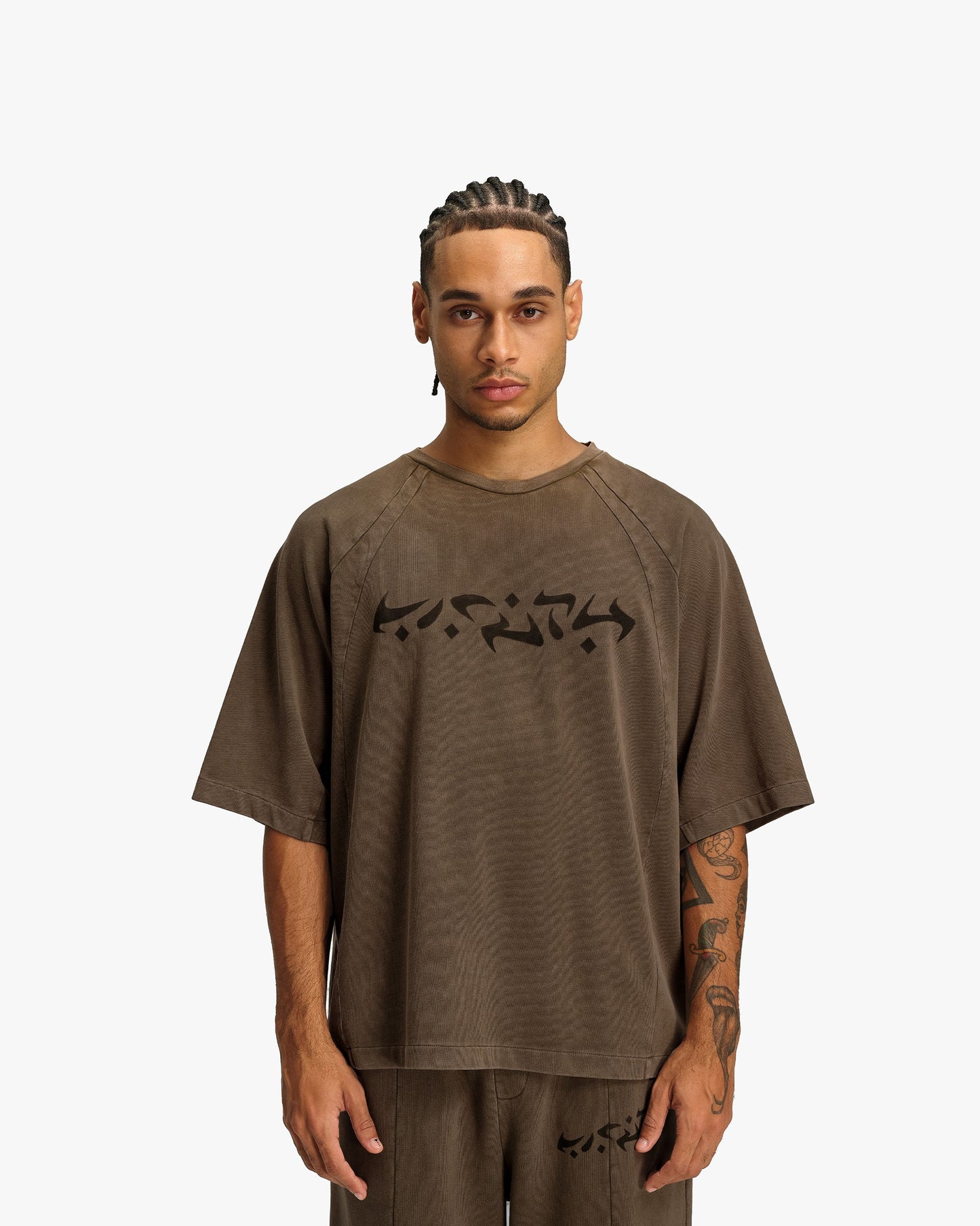 ACID WASHED TEE BROWN