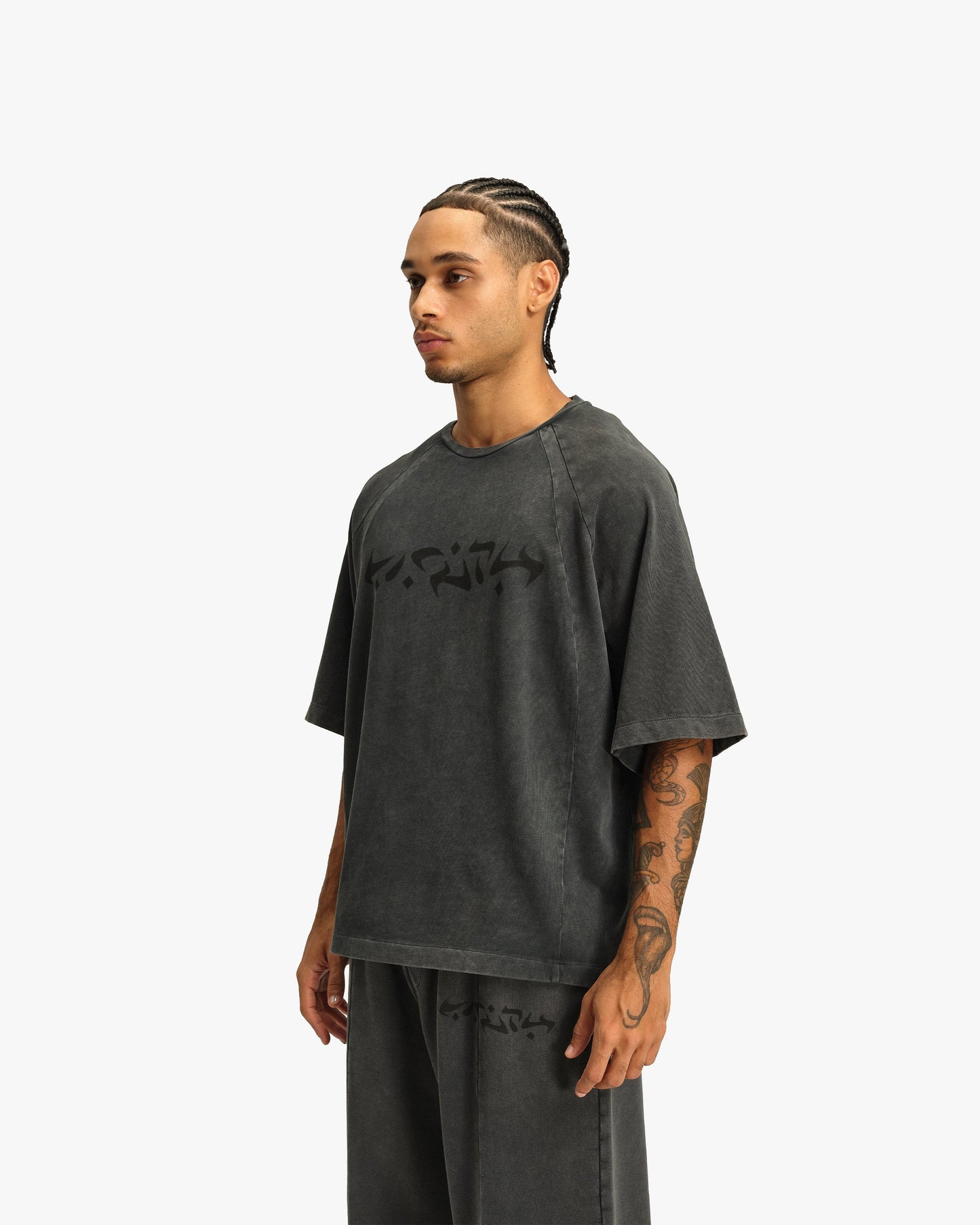 ACID WASHED TEE DARK GREY