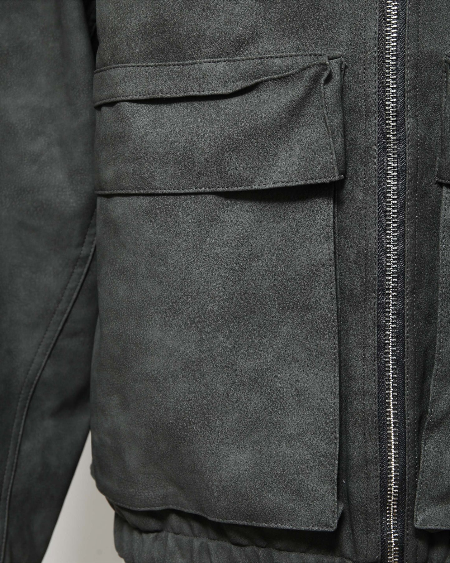 SCRIPT LOGO LEATHER JACKET GREY