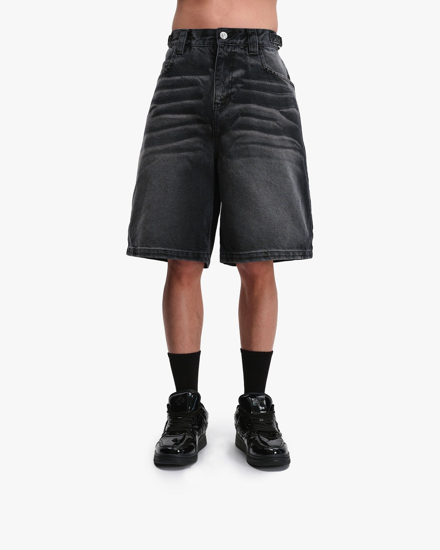 FADED BLACK DENIM JORTS