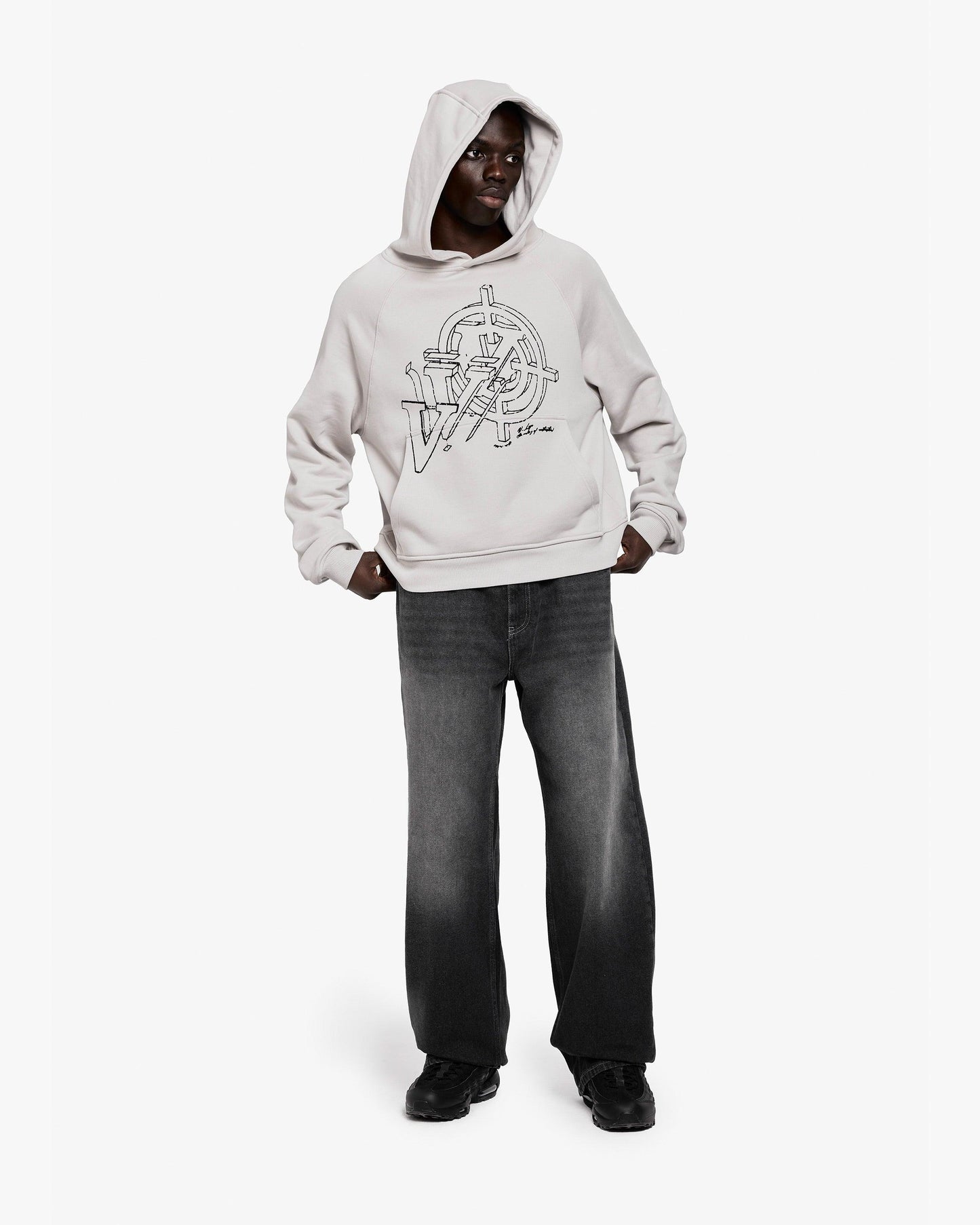 CONSTRUCTION LOGO HOODIE GREY