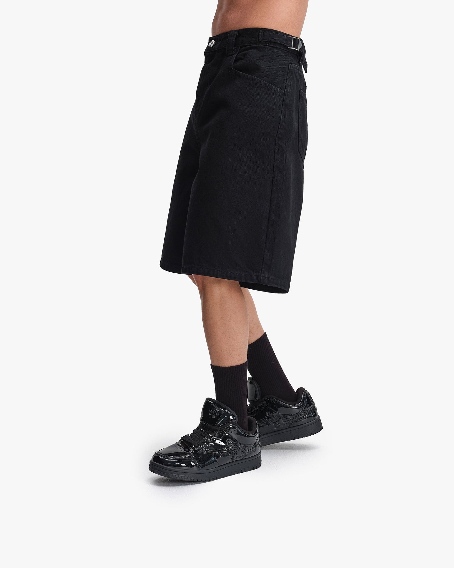 MIDNIGHT BLACK DENIM JORTS