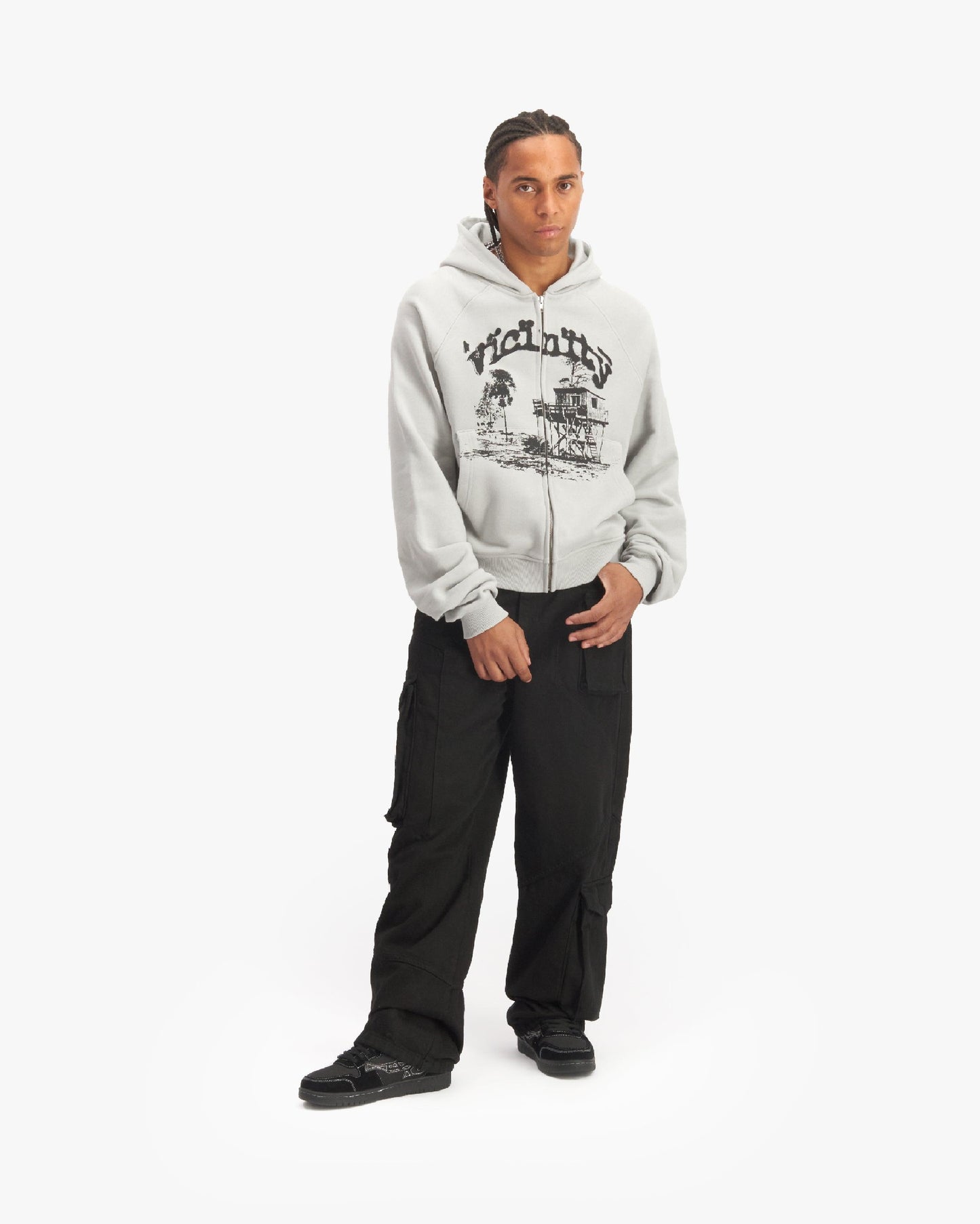 SHOOTING HOUSE ZIP HOODIE LIGHT GREY