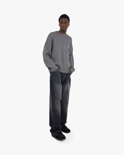 V-LOGO KNITWEAR DARK GREY