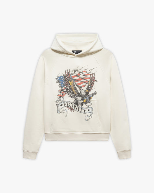 EAGLE TATTOO HOODIE BEIGE
