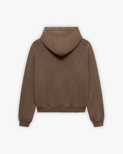 ACID WASHED HOODIE BROWN
