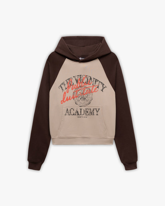BICOLOR PUBLIC INSTITUTE HOODIE BROWN/CREAM