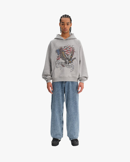 EAGLE TATTOO HOODIE MELANGE GREY