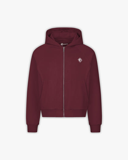 INSIDE OUT ZIP HOODIE WINE RED