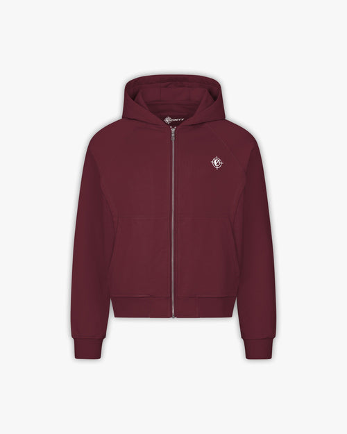 INSIDE OUT ZIP HOODIE WINE RED