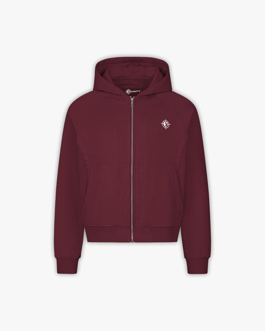 INSIDE OUT ZIP HOODIE WINE RED