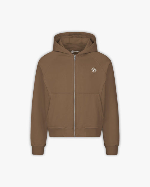 INSIDE OUT ZIP HOODIE CHOCOLATE BROWN