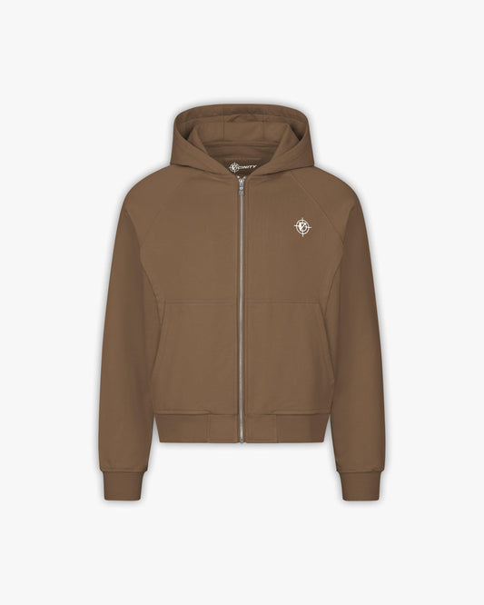 INSIDE OUT ZIP HOODIE CHOCOLATE BROWN