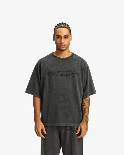 ACID WASHED TEE DARK GREY