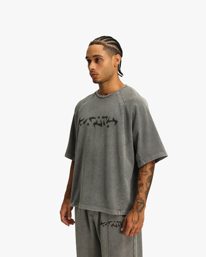 ACID WASHED TEE LIGHT GREY