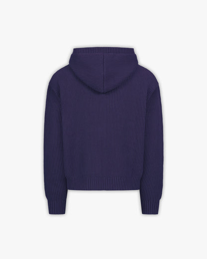V-LOGO KNIT ZIP HOODIE NAVY