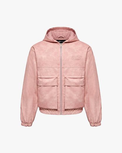 SCRIPT LOGO LEATHER JACKET VINTAGE PINK