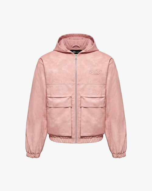 SCRIPT LOGO LEATHER JACKET VINTAGE PINK