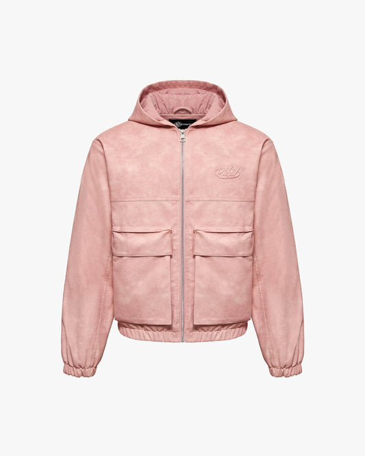 SCRIPT LOGO LEATHER JACKET VINTAGE PINK