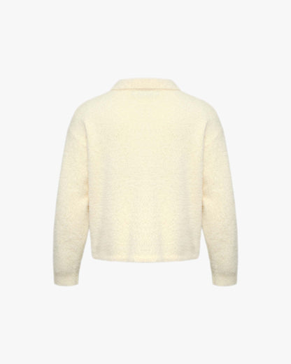 FAUX MINK POLO SWEATER CREAM