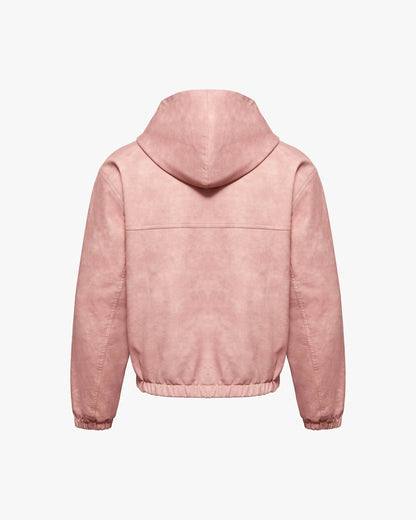 SCRIPT LOGO LEATHER JACKET VINTAGE PINK