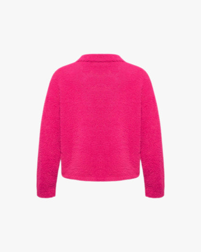 FAUX MINK POLO SWEATER FLAMINGO