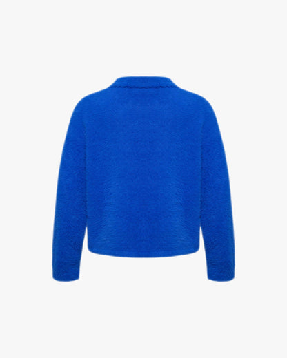 FAUX MINK POLO SWEATER ROYAL BLUE