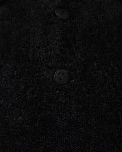 FAUX MINK POLO SWEATER BLACK