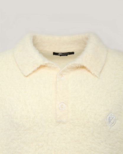 FAUX MINK POLO SWEATER CREAM