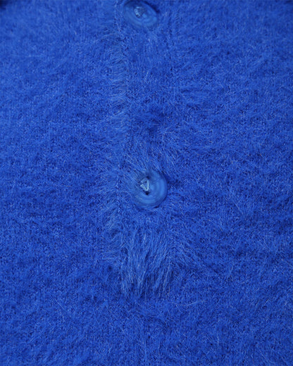 FAUX MINK POLO SWEATER ROYAL BLUE