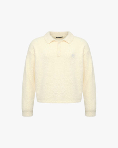 FAUX MINK POLO SWEATER CREAM