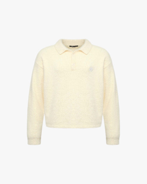 FAUX MINK POLO SWEATER CREAM