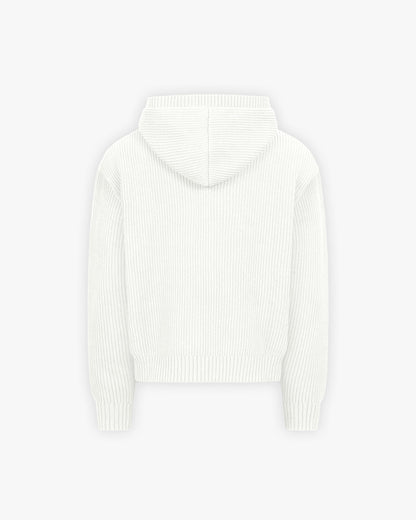 V-LOGO KNIT ZIP HOODIE WHITE