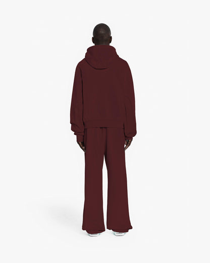INSIDE OUT ZIP HOODIE WINE RED