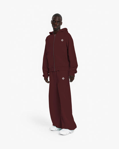 INSIDE OUT ZIP HOODIE WINE RED