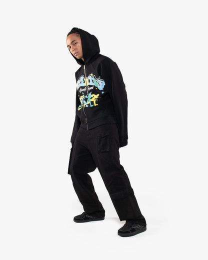 SPORTS TEAM INSIDE OUT ZIP HOODIE BLACK